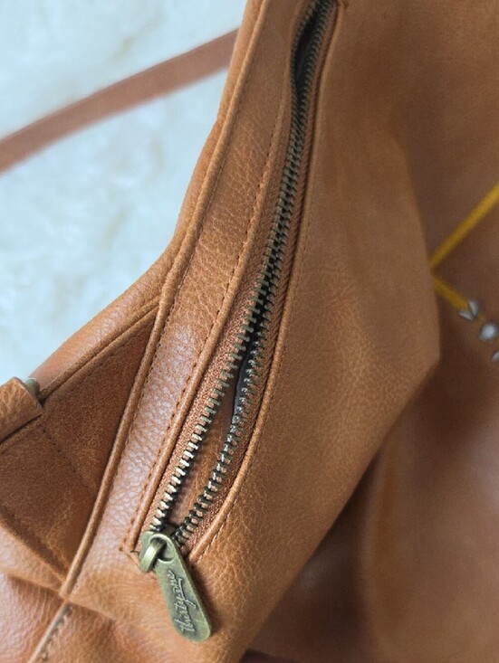 thirty-one Tan Faux Leather Tote with Light Gray Interior and Branded Tag main image 11